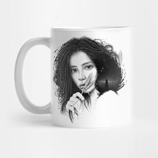 Dreamer Woman Portrait and Silhouette Mug